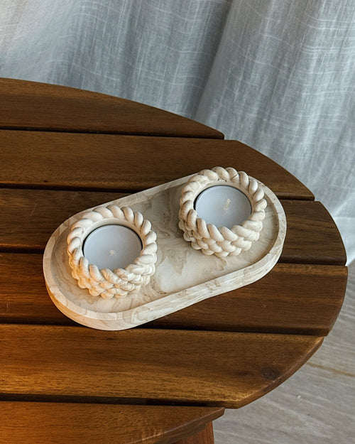 SET TRAY LONG WITH CANDLE BRAIDS (DUNE)