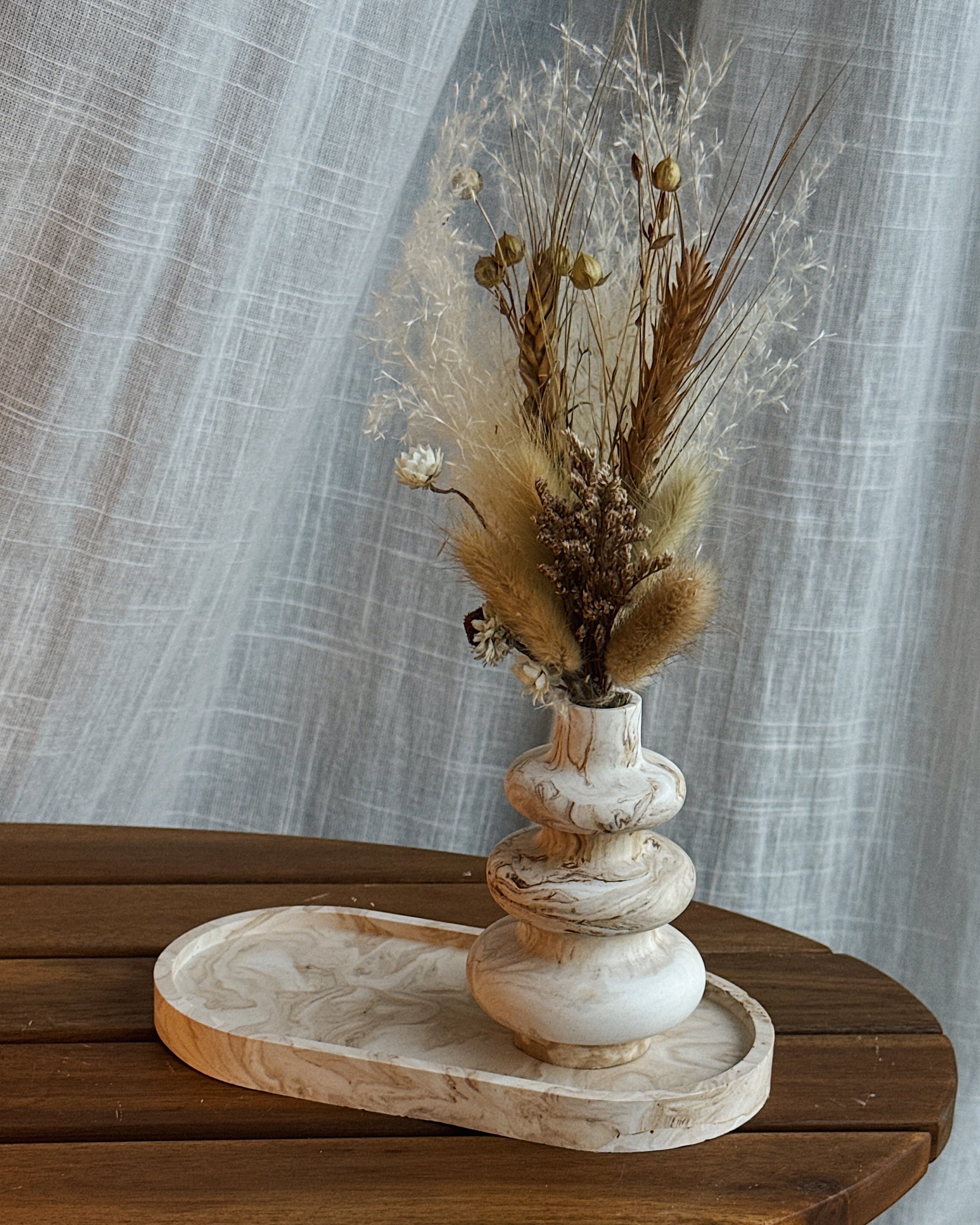 SET TRAY LONG WITH VASE (DUNE)