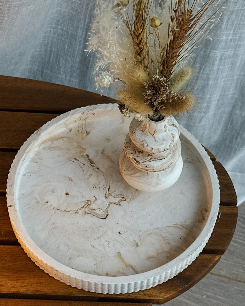 SET TRAY ROUND WITH VASE (DUNE)